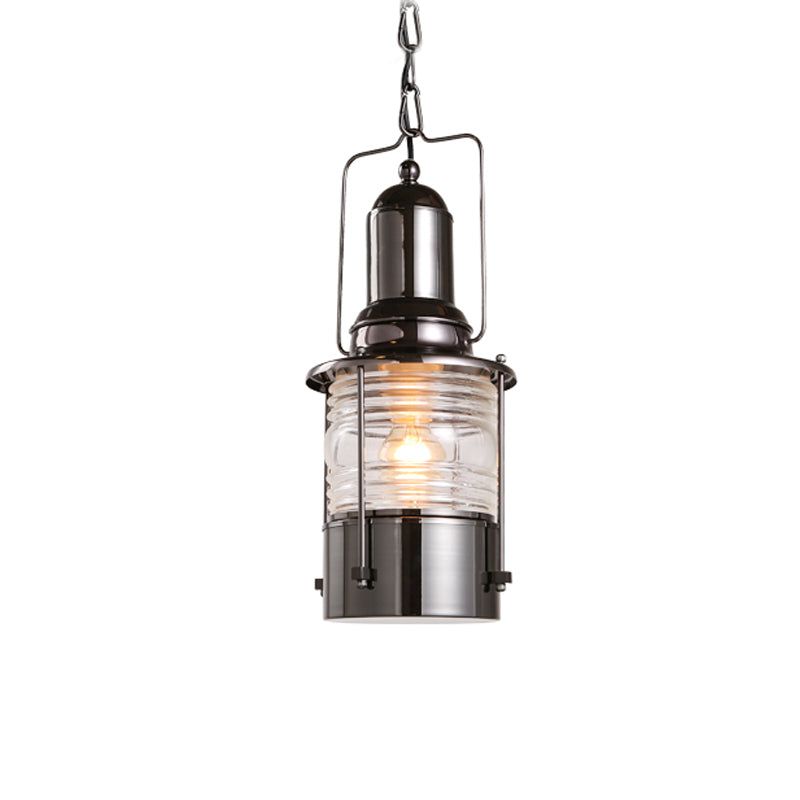 Chrome 1-Bulb Pendant Lamp Industrial Clear Ribbed Glass Cylinder Hanging Ceiling Light Clearhalo 'Art Deco Pendants' 'Cast Iron' 'Ceiling Lights' 'Ceramic' 'Crystal' 'Industrial Pendants' 'Industrial' 'Metal' 'Middle Century Pendants' 'Pendant Lights' 'Pendants' 'Tiffany' Lighting' 791749