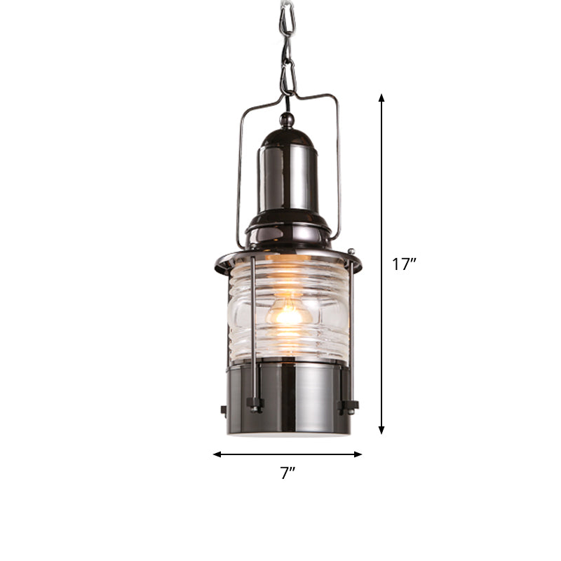 Chrome 1-Bulb Pendant Lamp Industrial Clear Ribbed Glass Cylinder Hanging Ceiling Light Clearhalo 'Art Deco Pendants' 'Cast Iron' 'Ceiling Lights' 'Ceramic' 'Crystal' 'Industrial Pendants' 'Industrial' 'Metal' 'Middle Century Pendants' 'Pendant Lights' 'Pendants' 'Tiffany' Lighting' 791750