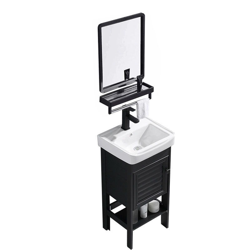 Freestanding Modern Sink Included Bath Vanity in Black for Bathroom Vanity & Faucet & Mirrors 17"L x 14"W x 32"H 1 Clearhalo 'Bathroom Remodel & Bathroom Fixtures' 'Bathroom Vanities' 'bathroom_vanities' 'Home Improvement' 'home_improvement' 'home_improvement_bathroom_vanities' 7918555