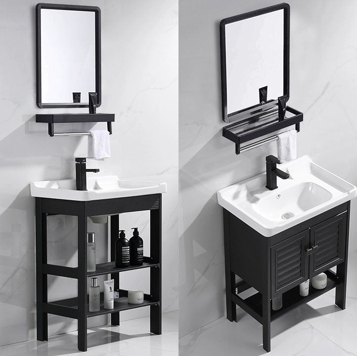 Freestanding Modern Sink Included Bath Vanity in Black for Bathroom Clearhalo 'Bathroom Remodel & Bathroom Fixtures' 'Bathroom Vanities' 'bathroom_vanities' 'Home Improvement' 'home_improvement' 'home_improvement_bathroom_vanities' 7918558