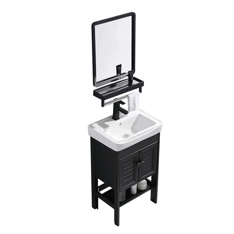 Freestanding Modern Sink Included Bath Vanity in Black for Bathroom Vanity & Faucet & Mirrors 20"L x 14"W x 32"H 2 Clearhalo 'Bathroom Remodel & Bathroom Fixtures' 'Bathroom Vanities' 'bathroom_vanities' 'Home Improvement' 'home_improvement' 'home_improvement_bathroom_vanities' 7918559