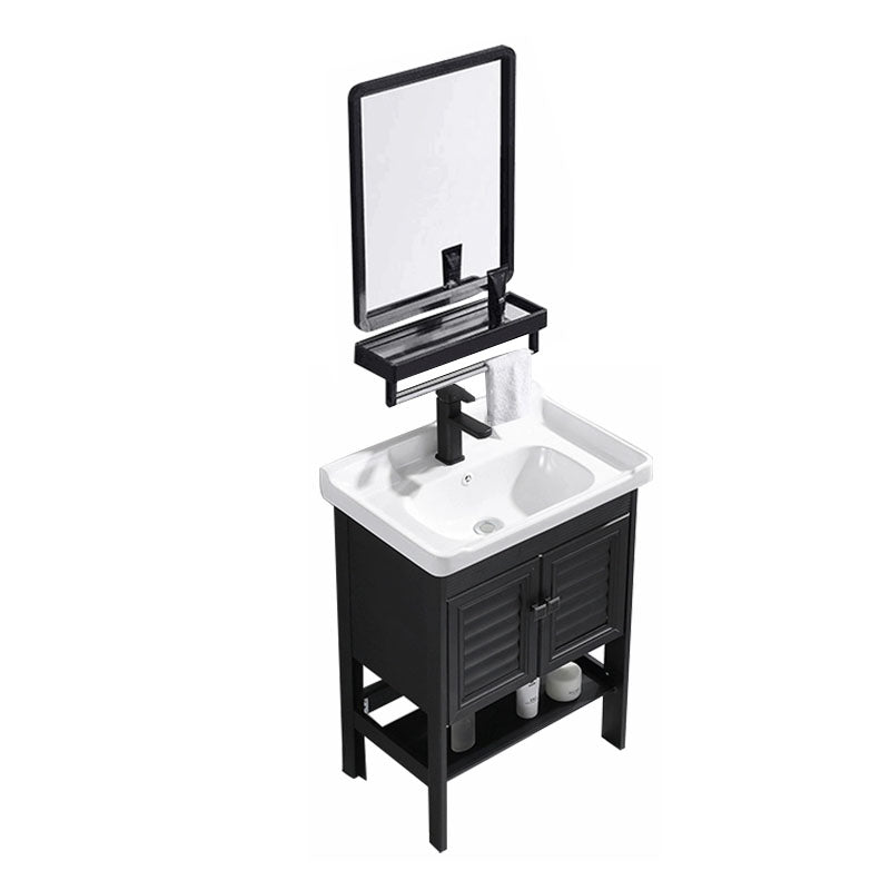 Freestanding Modern Sink Included Bath Vanity in Black for Bathroom Vanity & Faucet & Mirrors 24"L x 16"W x 32"H 2 Clearhalo 'Bathroom Remodel & Bathroom Fixtures' 'Bathroom Vanities' 'bathroom_vanities' 'Home Improvement' 'home_improvement' 'home_improvement_bathroom_vanities' 7918561