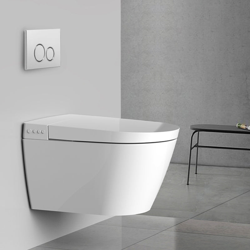 White Ceramic Elongated Wall Mounted Bidet with Heated Seat and Warm Air Dryer Clearhalo 'Bathroom Remodel & Bathroom Fixtures' 'Bidets' 'Home Improvement' 'home_improvement' 'home_improvement_bidets' 'Toilets & Bidets' 7918855
