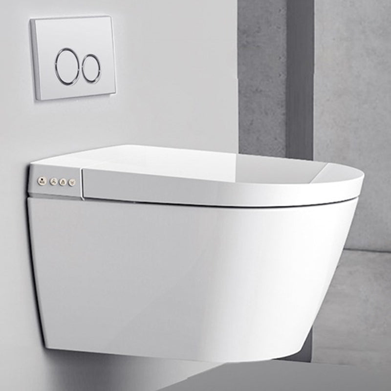 White Ceramic Elongated Wall Mounted Bidet with Heated Seat and Warm Air Dryer Clearhalo 'Bathroom Remodel & Bathroom Fixtures' 'Bidets' 'Home Improvement' 'home_improvement' 'home_improvement_bidets' 'Toilets & Bidets' 7918856