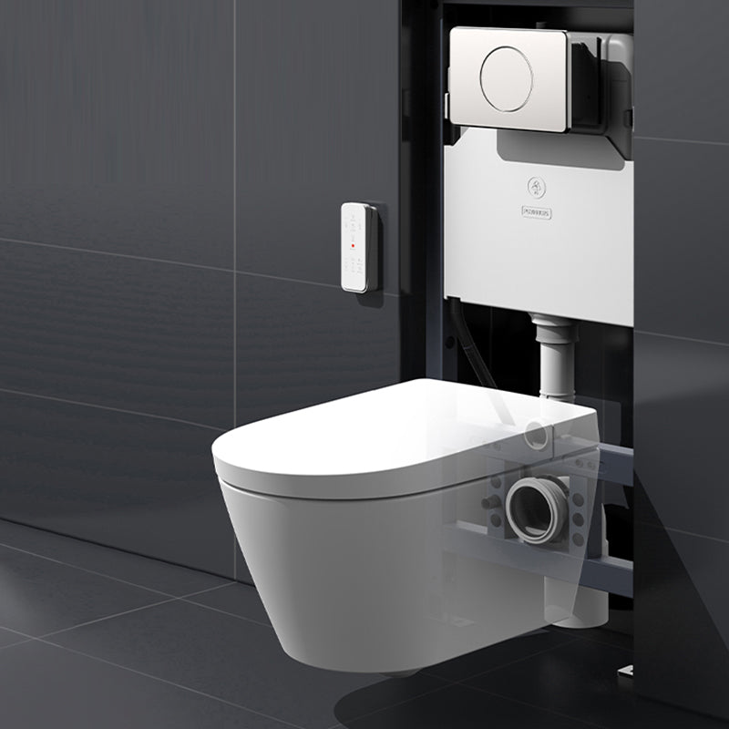 White Ceramic Elongated Wall Mounted Bidet with Heated Seat and Warm Air Dryer Clearhalo 'Bathroom Remodel & Bathroom Fixtures' 'Bidets' 'Home Improvement' 'home_improvement' 'home_improvement_bidets' 'Toilets & Bidets' 7918857