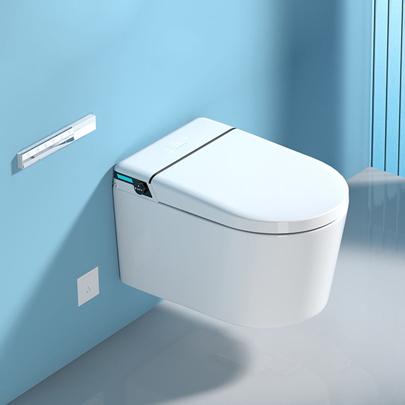 Ceramic Elongated Wall Mounted Bidet in White with Warm Air Dryer Clearhalo 'Bathroom Remodel & Bathroom Fixtures' 'Bidets' 'Home Improvement' 'home_improvement' 'home_improvement_bidets' 'Toilets & Bidets' 7919028