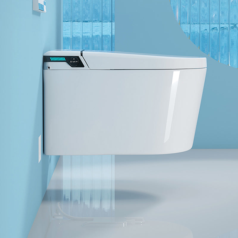 Ceramic Elongated Wall Mounted Bidet in White with Warm Air Dryer Clearhalo 'Bathroom Remodel & Bathroom Fixtures' 'Bidets' 'Home Improvement' 'home_improvement' 'home_improvement_bidets' 'Toilets & Bidets' 7919036