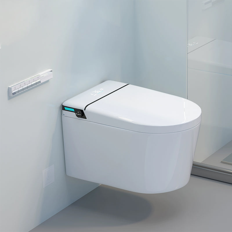Ceramic Elongated Wall Mounted Bidet in White with Warm Air Dryer Clearhalo 'Bathroom Remodel & Bathroom Fixtures' 'Bidets' 'Home Improvement' 'home_improvement' 'home_improvement_bidets' 'Toilets & Bidets' 7919037