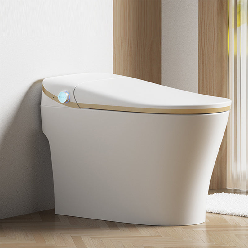 White Elongated Deodorizing Floor Standing Bidet Ceramic Remote Control Included White/ Gold Clearhalo 'Bathroom Remodel & Bathroom Fixtures' 'Bidets' 'Home Improvement' 'home_improvement' 'home_improvement_bidets' 'Toilets & Bidets' 7919514