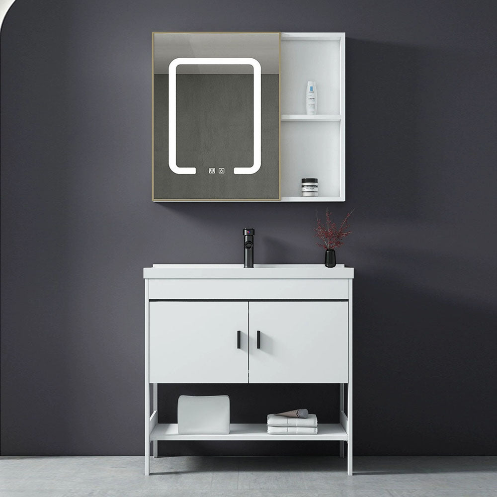 Freestanding Modern Sink Included Bath Vanity in White for Bathroom Clearhalo 'Bathroom Remodel & Bathroom Fixtures' 'Bathroom Vanities' 'bathroom_vanities' 'Home Improvement' 'home_improvement' 'home_improvement_bathroom_vanities' 7930746