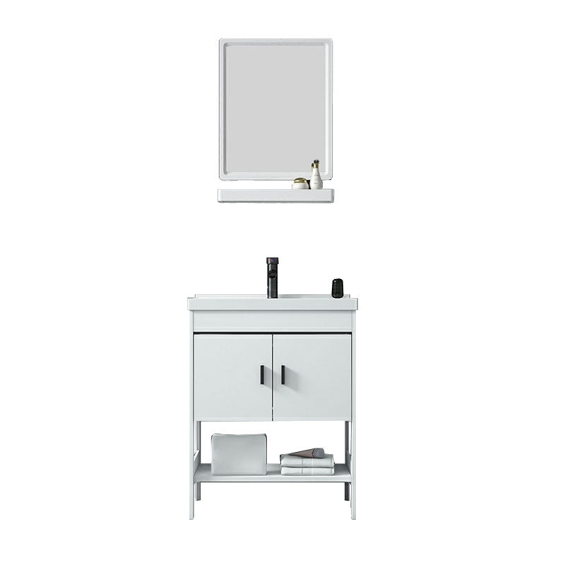 Freestanding Modern Sink Included Bath Vanity in White for Bathroom Vanity & Faucet & Mirrors 24"L x 18.9"W x 31.9"H Clearhalo 'Bathroom Remodel & Bathroom Fixtures' 'Bathroom Vanities' 'bathroom_vanities' 'Home Improvement' 'home_improvement' 'home_improvement_bathroom_vanities' 7930748