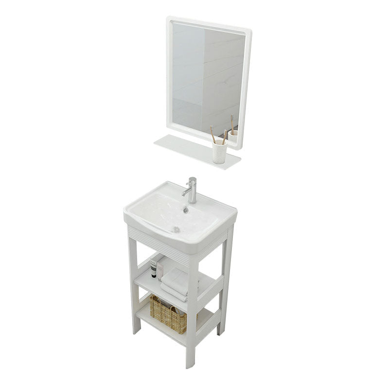 Freestanding Modern Sink Included Bath Vanity in White for Bathroom Vanity & Faucet & Mirrors 17"L x 14"W x 33"H Clearhalo 'Bathroom Remodel & Bathroom Fixtures' 'Bathroom Vanities' 'bathroom_vanities' 'Home Improvement' 'home_improvement' 'home_improvement_bathroom_vanities' 7930753