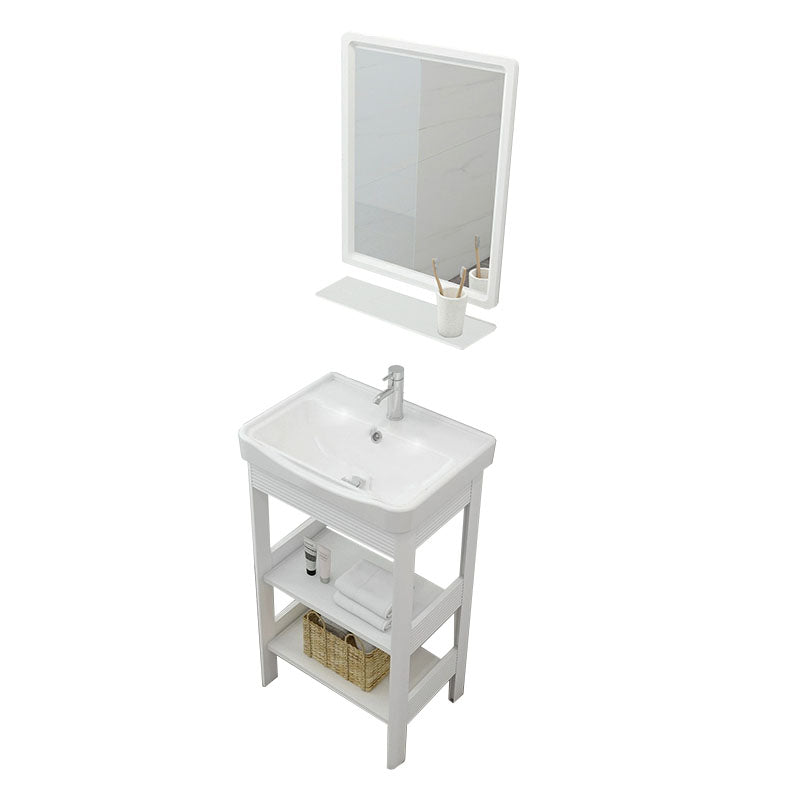 Freestanding Modern Sink Included Bath Vanity in White for Bathroom Vanity & Faucet & Mirrors 20"L x 14"W x 33"H Clearhalo 'Bathroom Remodel & Bathroom Fixtures' 'Bathroom Vanities' 'bathroom_vanities' 'Home Improvement' 'home_improvement' 'home_improvement_bathroom_vanities' 7930754