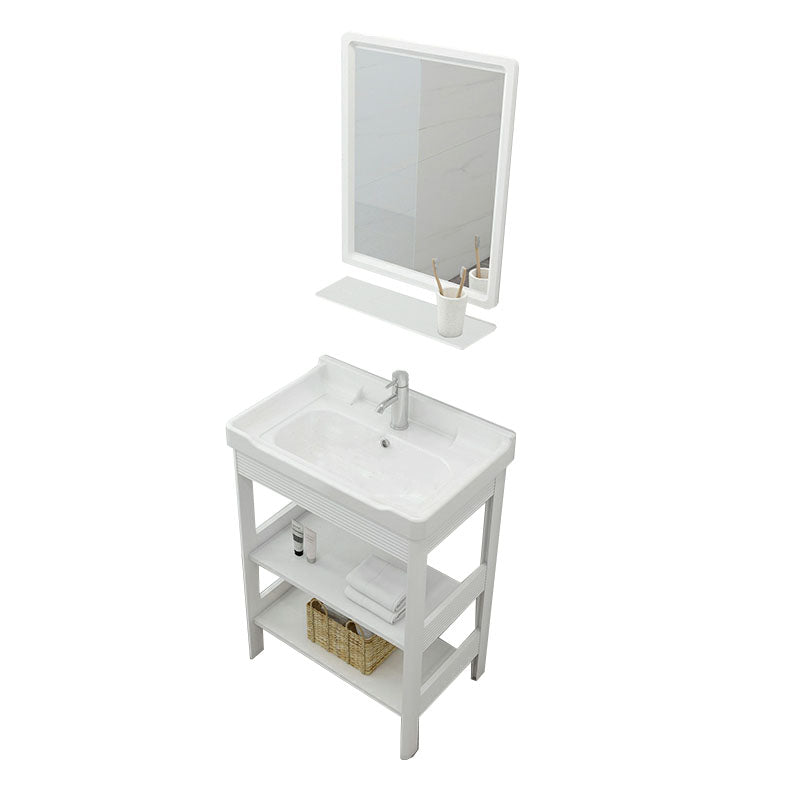 Freestanding Modern Sink Included Bath Vanity in White for Bathroom Vanity & Faucet & Mirrors 24"L x 16"W x 33"H Clearhalo 'Bathroom Remodel & Bathroom Fixtures' 'Bathroom Vanities' 'bathroom_vanities' 'Home Improvement' 'home_improvement' 'home_improvement_bathroom_vanities' 7930757