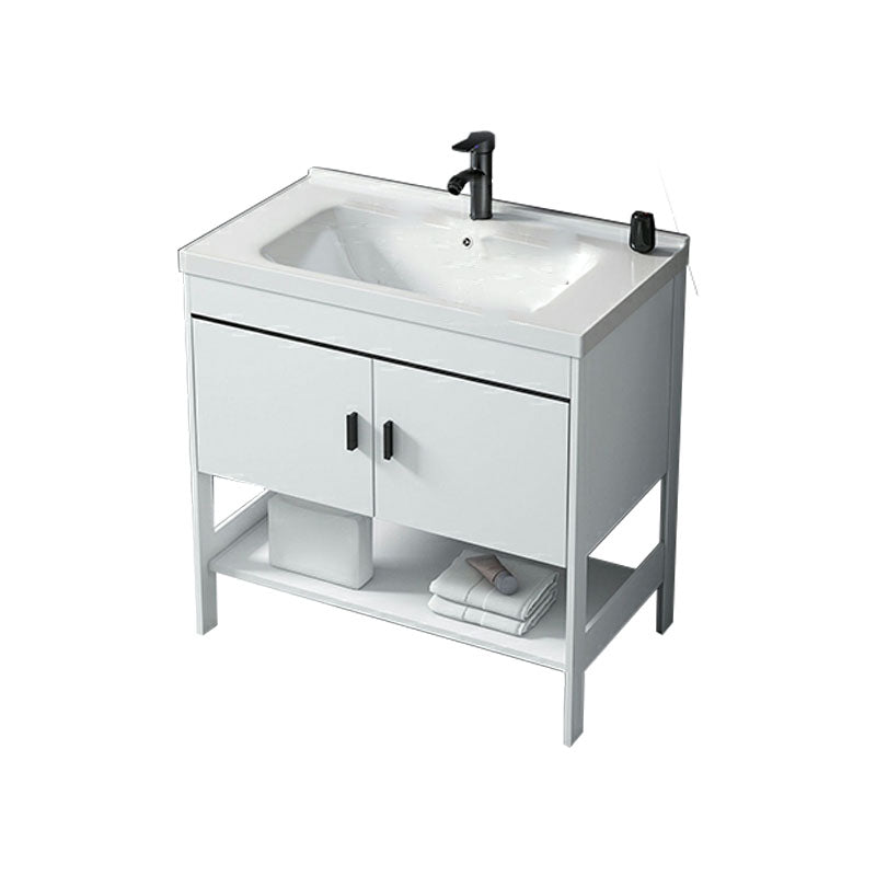 Freestanding Modern Sink Included Bath Vanity in White for Bathroom Vanity & Faucet Clearhalo 'Bathroom Remodel & Bathroom Fixtures' 'Bathroom Vanities' 'bathroom_vanities' 'Home Improvement' 'home_improvement' 'home_improvement_bathroom_vanities' 7930764