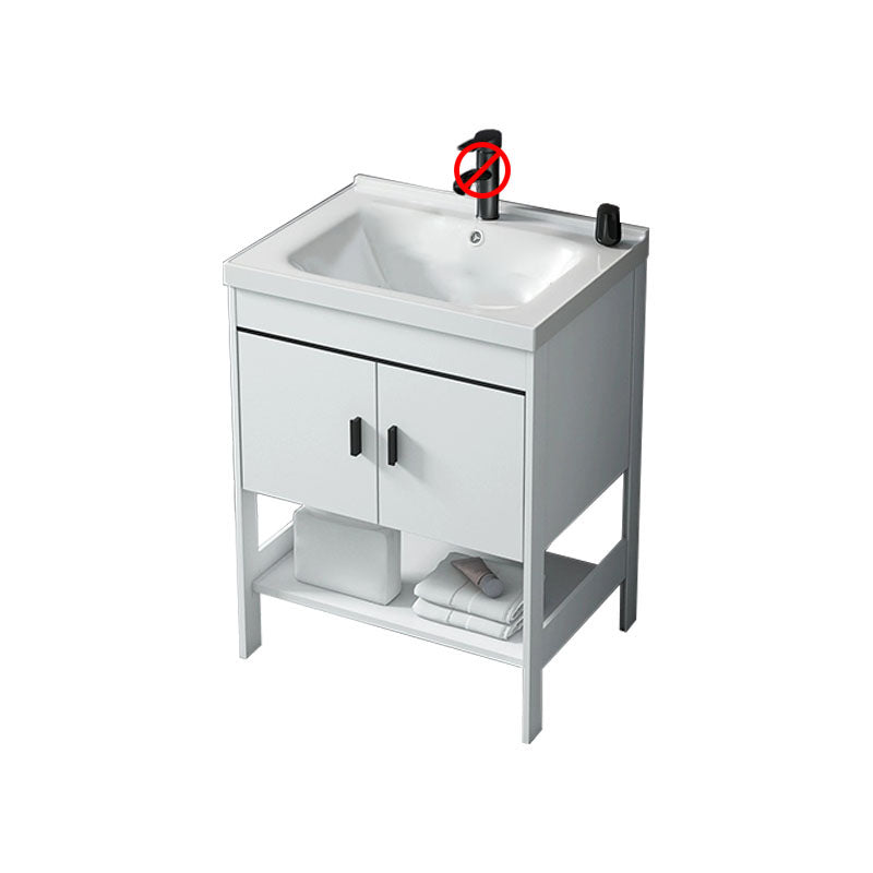 Freestanding Modern Sink Included Bath Vanity in White for Bathroom Bathroom Vanity 24"L x 15.7"W x 31.9"H Clearhalo 'Bathroom Remodel & Bathroom Fixtures' 'Bathroom Vanities' 'bathroom_vanities' 'Home Improvement' 'home_improvement' 'home_improvement_bathroom_vanities' 7930772