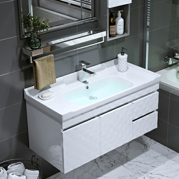 Wall Mount White Modern Bathroom Sink Vanity with Mirror Faucet Clearhalo 'Bathroom Remodel & Bathroom Fixtures' 'Bathroom Vanities' 'bathroom_vanities' 'Home Improvement' 'home_improvement' 'home_improvement_bathroom_vanities' 7933083