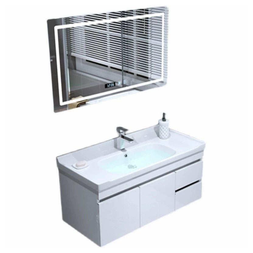 Wall Mount White Modern Bathroom Sink Vanity with Mirror Faucet Clearhalo 'Bathroom Remodel & Bathroom Fixtures' 'Bathroom Vanities' 'bathroom_vanities' 'Home Improvement' 'home_improvement' 'home_improvement_bathroom_vanities' 7933087