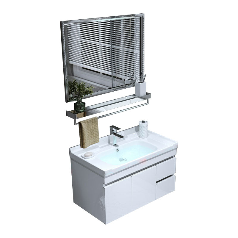 Wall Mount White Modern Bathroom Sink Vanity with Mirror Faucet Vanity & Faucet & Mirrors 2 Clearhalo 'Bathroom Remodel & Bathroom Fixtures' 'Bathroom Vanities' 'bathroom_vanities' 'Home Improvement' 'home_improvement' 'home_improvement_bathroom_vanities' 7933089
