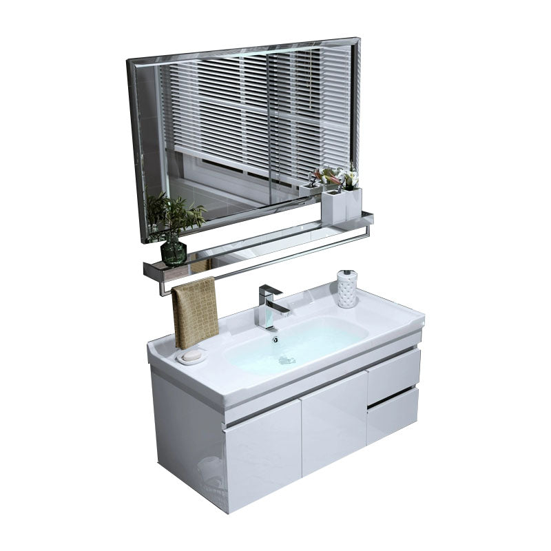 Wall Mount White Modern Bathroom Sink Vanity with Mirror Faucet Vanity & Faucet & Mirrors 2 Clearhalo 'Bathroom Remodel & Bathroom Fixtures' 'Bathroom Vanities' 'bathroom_vanities' 'Home Improvement' 'home_improvement' 'home_improvement_bathroom_vanities' 7933091