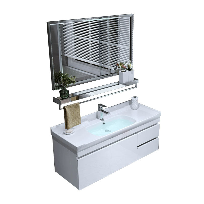 Wall Mount White Modern Bathroom Sink Vanity with Mirror Faucet Vanity & Faucet & Mirrors 2 Clearhalo 'Bathroom Remodel & Bathroom Fixtures' 'Bathroom Vanities' 'bathroom_vanities' 'Home Improvement' 'home_improvement' 'home_improvement_bathroom_vanities' 7933092