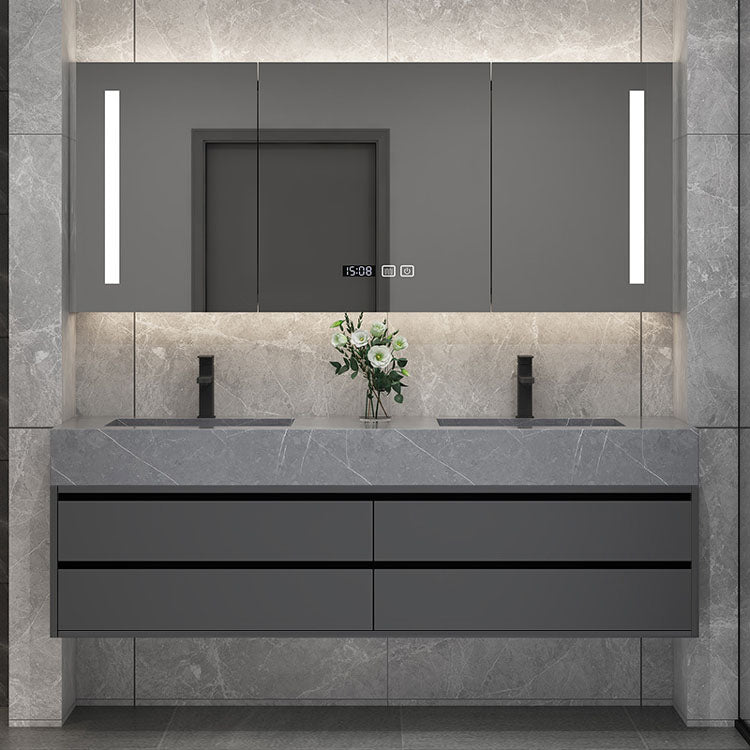 Wall Mount Mirror Included Sink Vanity for Bathroom with Faucet Drawers Clearhalo 'Bathroom Remodel & Bathroom Fixtures' 'Bathroom Vanities' 'bathroom_vanities' 'Home Improvement' 'home_improvement' 'home_improvement_bathroom_vanities' 7943002