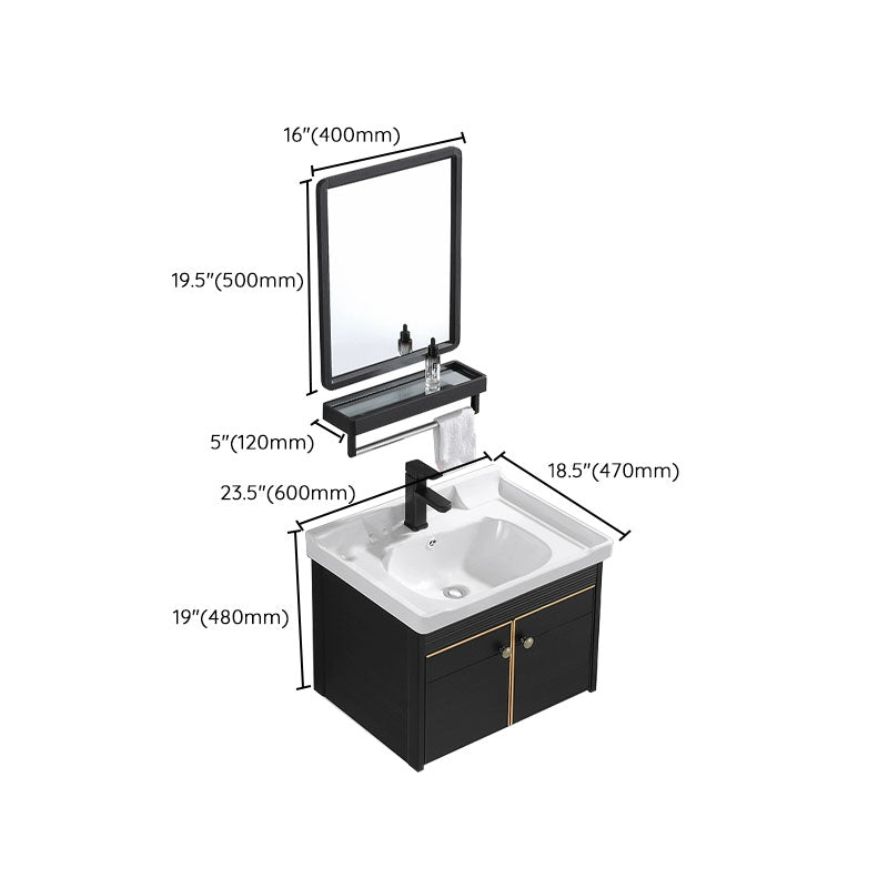 Wall Mount Metal Modern Sink Vanity with Sink for Bathroom in Black Clearhalo 'Bathroom Remodel & Bathroom Fixtures' 'Bathroom Vanities' 'bathroom_vanities' 'Home Improvement' 'home_improvement' 'home_improvement_bathroom_vanities' 7943098