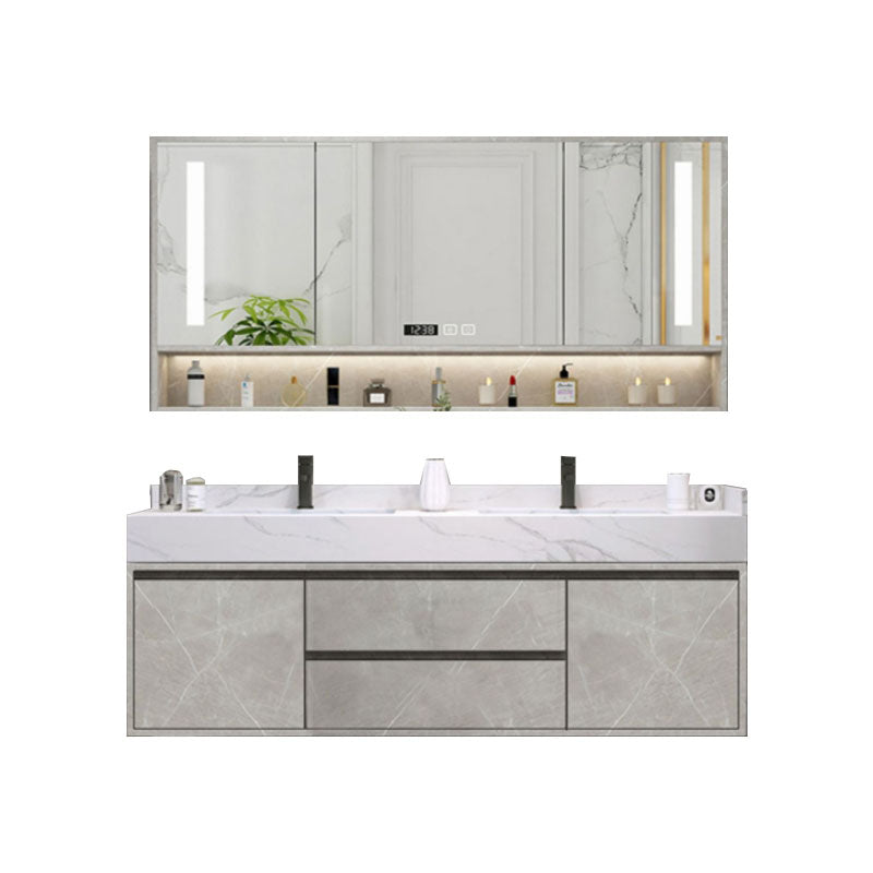 Sink Included Wall Mount Bathroom Sink Vanity with Faucet Mirror Vanity & Faucet & Smart Medicine Cabinet Clearhalo 'Bathroom Remodel & Bathroom Fixtures' 'Bathroom Vanities' 'bathroom_vanities' 'Home Improvement' 'home_improvement' 'home_improvement_bathroom_vanities' 7943115