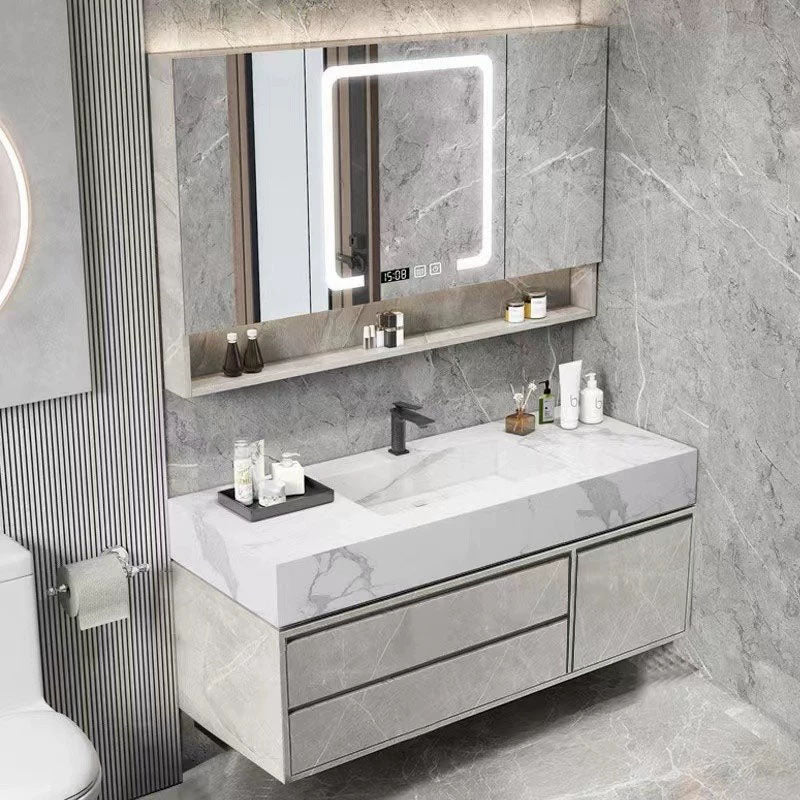 Sink Included Wall Mount Bathroom Sink Vanity with Faucet Mirror Clearhalo 'Bathroom Remodel & Bathroom Fixtures' 'Bathroom Vanities' 'bathroom_vanities' 'Home Improvement' 'home_improvement' 'home_improvement_bathroom_vanities' 7943116