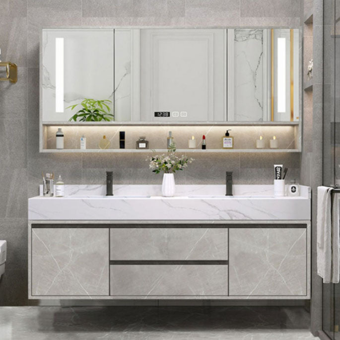 Sink Included Wall Mount Bathroom Sink Vanity with Faucet Mirror Clearhalo 'Bathroom Remodel & Bathroom Fixtures' 'Bathroom Vanities' 'bathroom_vanities' 'Home Improvement' 'home_improvement' 'home_improvement_bathroom_vanities' 7943117