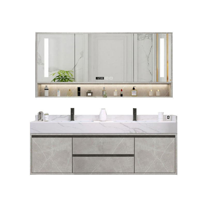 Sink Included Wall Mount Bathroom Sink Vanity with Faucet Mirror Clearhalo 'Bathroom Remodel & Bathroom Fixtures' 'Bathroom Vanities' 'bathroom_vanities' 'Home Improvement' 'home_improvement' 'home_improvement_bathroom_vanities' 7943119