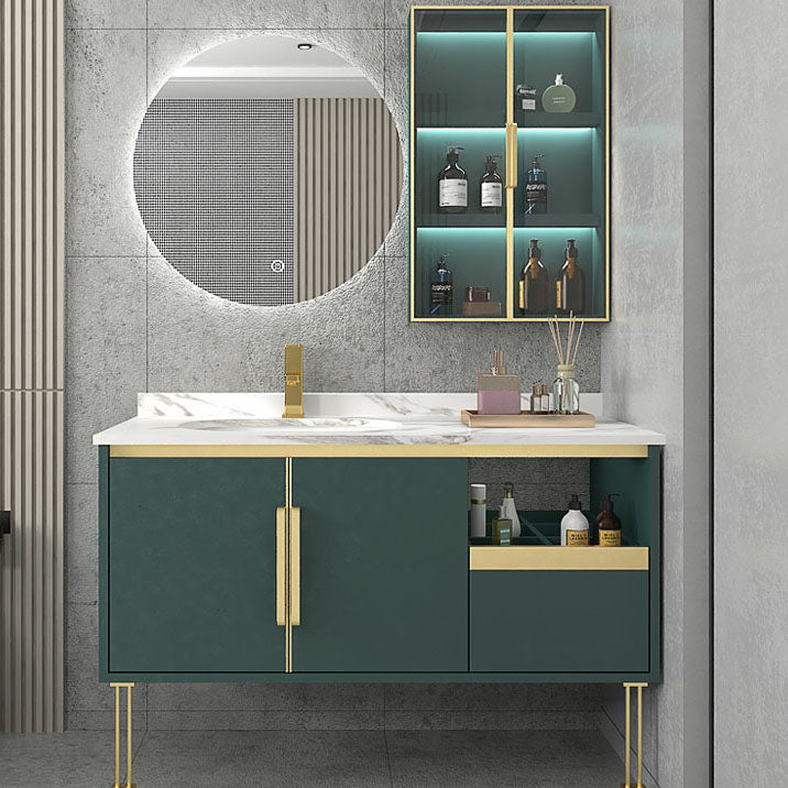 Freestanding Green Faucet Included Bath Vanity with Mirror Sink for Bathroom Clearhalo 'Bathroom Remodel & Bathroom Fixtures' 'Bathroom Vanities' 'bathroom_vanities' 'Home Improvement' 'home_improvement' 'home_improvement_bathroom_vanities' 7949981