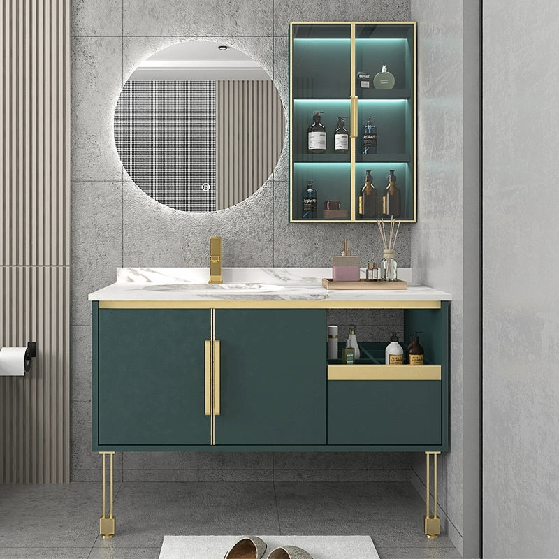 Freestanding Green Faucet Included Bath Vanity with Mirror Sink for Bathroom Vanity & Faucet & Mirror & Sideboard Clearhalo 'Bathroom Remodel & Bathroom Fixtures' 'Bathroom Vanities' 'bathroom_vanities' 'Home Improvement' 'home_improvement' 'home_improvement_bathroom_vanities' 7949982