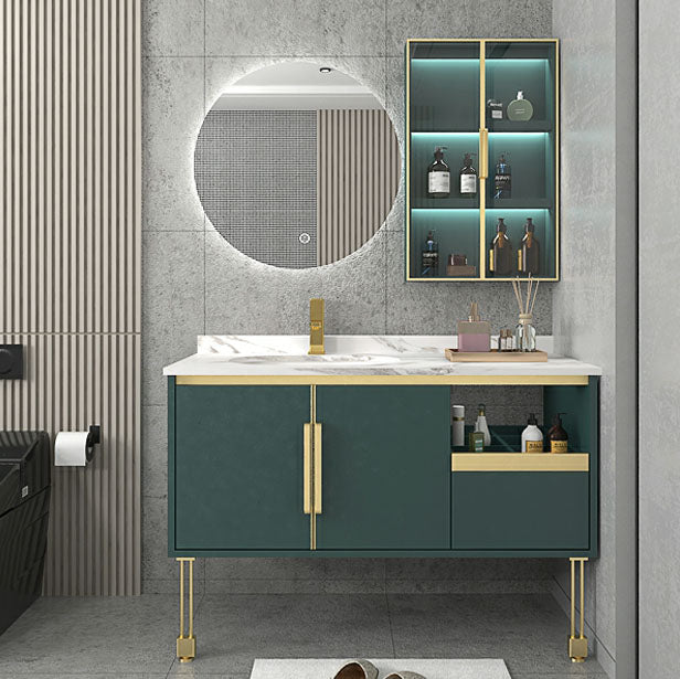 Freestanding Green Faucet Included Bath Vanity with Mirror Sink for Bathroom Clearhalo 'Bathroom Remodel & Bathroom Fixtures' 'Bathroom Vanities' 'bathroom_vanities' 'Home Improvement' 'home_improvement' 'home_improvement_bathroom_vanities' 7949983