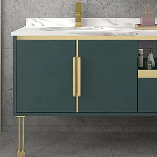 Freestanding Green Faucet Included Bath Vanity with Mirror Sink for Bathroom Clearhalo 'Bathroom Remodel & Bathroom Fixtures' 'Bathroom Vanities' 'bathroom_vanities' 'Home Improvement' 'home_improvement' 'home_improvement_bathroom_vanities' 7949985