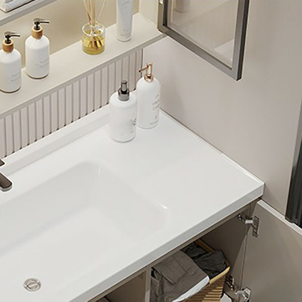 Wall Mount Faucet Included Bath Vanity with Doors Mirror Sink for Bathroom Clearhalo 'Bathroom Remodel & Bathroom Fixtures' 'Bathroom Vanities' 'bathroom_vanities' 'Home Improvement' 'home_improvement' 'home_improvement_bathroom_vanities' 7950039