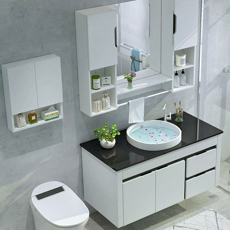 Mirror Included Wall Mount Sink Vanity with Faucet for Bathroom Clearhalo 'Bathroom Remodel & Bathroom Fixtures' 'Bathroom Vanities' 'bathroom_vanities' 'Home Improvement' 'home_improvement' 'home_improvement_bathroom_vanities' 7952536