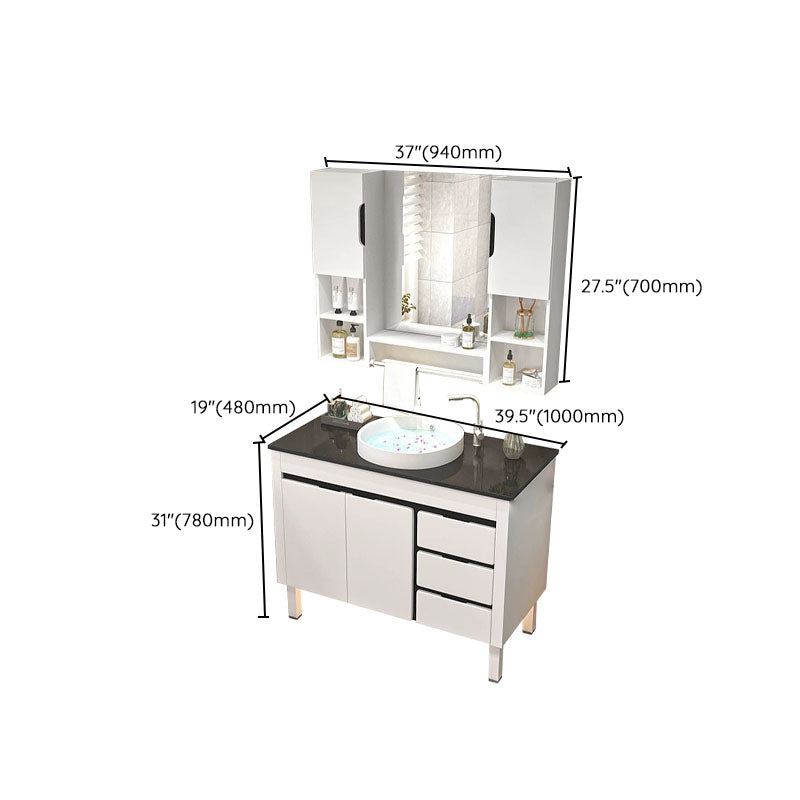 Mirror Included Wall Mount Sink Vanity with Faucet for Bathroom Clearhalo 'Bathroom Remodel & Bathroom Fixtures' 'Bathroom Vanities' 'bathroom_vanities' 'Home Improvement' 'home_improvement' 'home_improvement_bathroom_vanities' 7952550