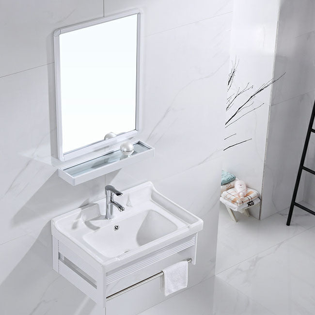 Modern Wall Mount White Sink Vanity with Single Sink for Bathroom Clearhalo 'Bathroom Remodel & Bathroom Fixtures' 'Bathroom Vanities' 'bathroom_vanities' 'Home Improvement' 'home_improvement' 'home_improvement_bathroom_vanities' 7952551