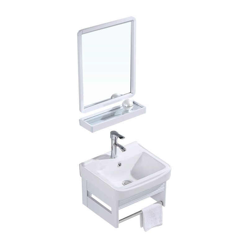 Modern Wall Mount White Sink Vanity with Single Sink for Bathroom Vanity & Faucet & Mirrors 17"L x 14"W x 12"H Clearhalo 'Bathroom Remodel & Bathroom Fixtures' 'Bathroom Vanities' 'bathroom_vanities' 'Home Improvement' 'home_improvement' 'home_improvement_bathroom_vanities' 7952552