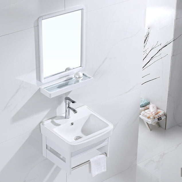 Modern Wall Mount White Sink Vanity with Single Sink for Bathroom Clearhalo 'Bathroom Remodel & Bathroom Fixtures' 'Bathroom Vanities' 'bathroom_vanities' 'Home Improvement' 'home_improvement' 'home_improvement_bathroom_vanities' 7952553