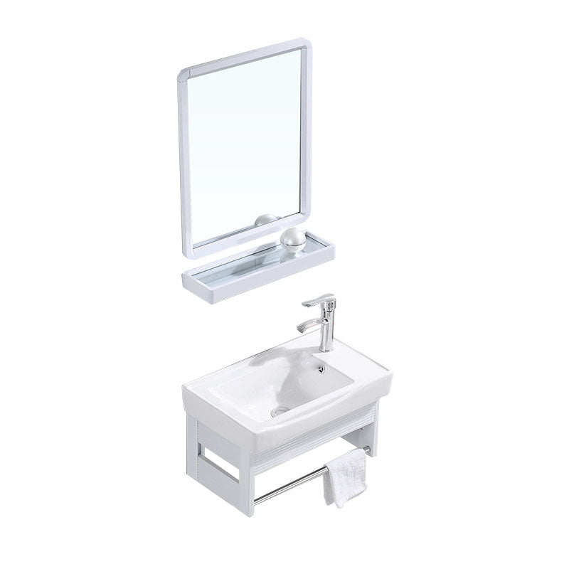 Modern Wall Mount White Sink Vanity with Single Sink for Bathroom Vanity & Faucet & Mirrors 20"L x 12"W x 10"H Clearhalo 'Bathroom Remodel & Bathroom Fixtures' 'Bathroom Vanities' 'bathroom_vanities' 'Home Improvement' 'home_improvement' 'home_improvement_bathroom_vanities' 7952554