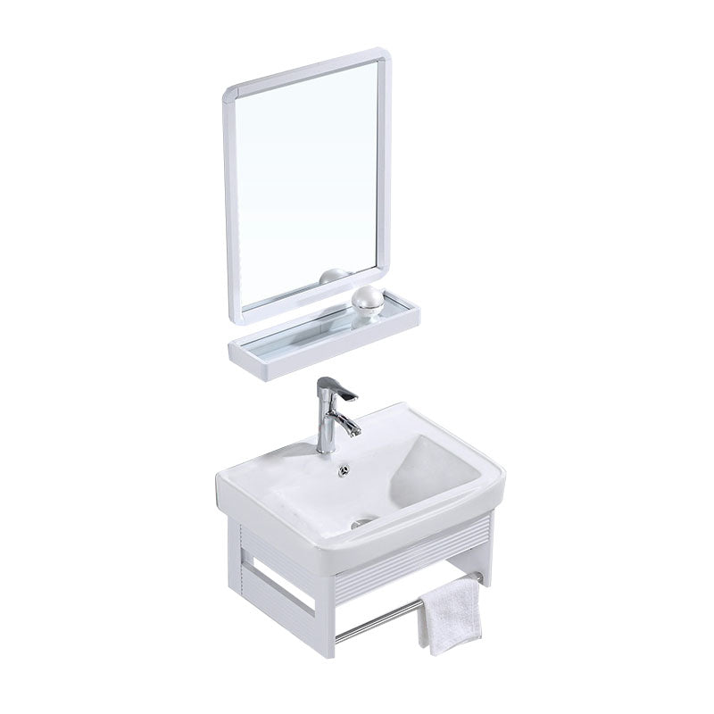 Modern Wall Mount White Sink Vanity with Single Sink for Bathroom Vanity & Faucet & Mirrors 20"L x 14"W x 10"H Clearhalo 'Bathroom Remodel & Bathroom Fixtures' 'Bathroom Vanities' 'bathroom_vanities' 'Home Improvement' 'home_improvement' 'home_improvement_bathroom_vanities' 7952556