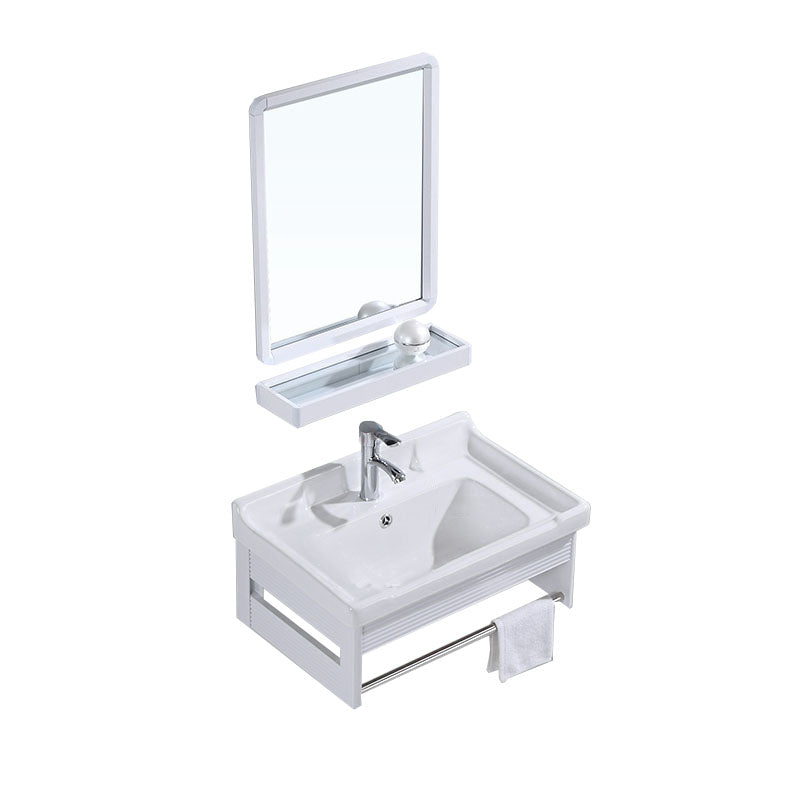 Modern Wall Mount White Sink Vanity with Single Sink for Bathroom Vanity & Faucet & Mirrors 24"L x 16"W x 10"H Clearhalo 'Bathroom Remodel & Bathroom Fixtures' 'Bathroom Vanities' 'bathroom_vanities' 'Home Improvement' 'home_improvement' 'home_improvement_bathroom_vanities' 7952557