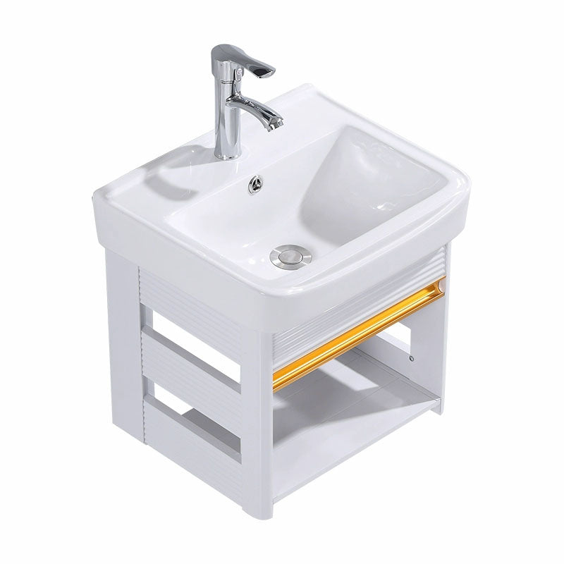Modern Wall Mount White Sink Vanity with Single Sink for Bathroom Clearhalo 'Bathroom Remodel & Bathroom Fixtures' 'Bathroom Vanities' 'bathroom_vanities' 'Home Improvement' 'home_improvement' 'home_improvement_bathroom_vanities' 7952559