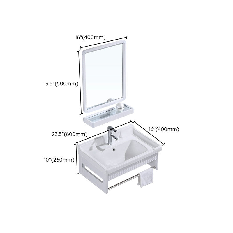 Modern Wall Mount White Sink Vanity with Single Sink for Bathroom Clearhalo 'Bathroom Remodel & Bathroom Fixtures' 'Bathroom Vanities' 'bathroom_vanities' 'Home Improvement' 'home_improvement' 'home_improvement_bathroom_vanities' 7952583