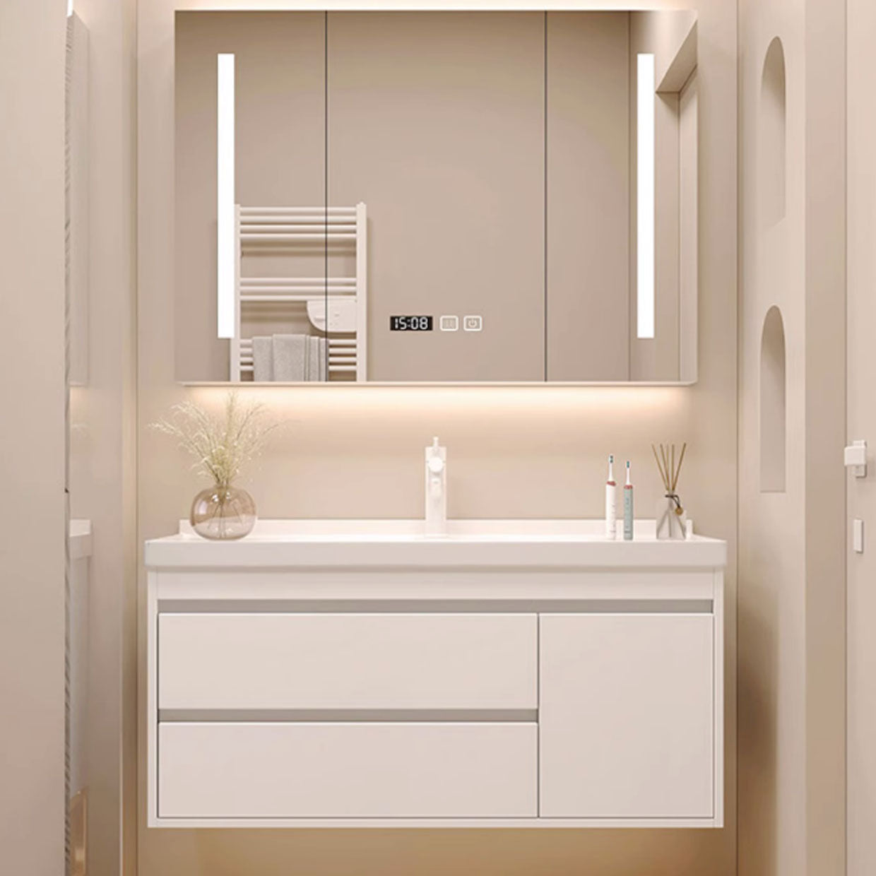 vermont mueble de baño con lavamanos, espejo y gabinete