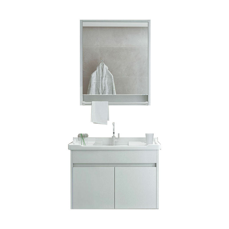 Modern Wall Mount Sink Vanity with Mirror Single Sink for Bathroom Vanity & Faucet & Mirror Cabinet 24"L x 18"W x 21"H White Clearhalo 'Bathroom Remodel & Bathroom Fixtures' 'Bathroom Vanities' 'bathroom_vanities' 'Home Improvement' 'home_improvement' 'home_improvement_bathroom_vanities' 7952617