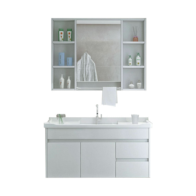 Modern Wall Mount Sink Vanity with Mirror Single Sink for Bathroom Vanity & Faucet & Mirror Cabinet 36"L x 19"W x 21"H White Clearhalo 'Bathroom Remodel & Bathroom Fixtures' 'Bathroom Vanities' 'bathroom_vanities' 'Home Improvement' 'home_improvement' 'home_improvement_bathroom_vanities' 7952620