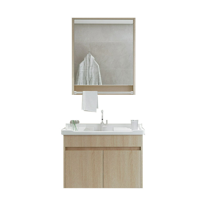 Modern Wall Mount Sink Vanity with Mirror Single Sink for Bathroom Vanity & Faucet & Mirror Cabinet 24"L x 18"W x 21"H Natural Clearhalo 'Bathroom Remodel & Bathroom Fixtures' 'Bathroom Vanities' 'bathroom_vanities' 'Home Improvement' 'home_improvement' 'home_improvement_bathroom_vanities' 7952622